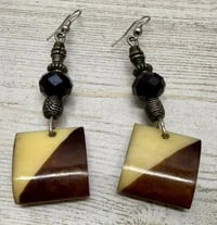 Image 1 of Vintage 1970s African Batik Bone Earrings