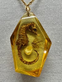 Image 3 of Vintage 1960s Art Deco Celluloid Seahorse Pendant/Necklace