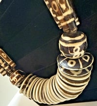 Image 5 of Antique 1850-1900 African Cow Batik Bone Disc Bead Ceremonial Necklace 24" Long