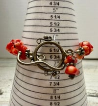 Image 2 of Vintage Red Coral Bracelet Sterling Silver Toggle