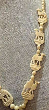 Image 4 of Vintage 1930s Carved Deer Antler Camel Necklace