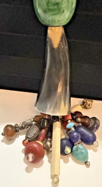 Image 5 of Antique 1850-1900s Tibetan Cow Batik Bone Ram Horn Ceremonial Necklace