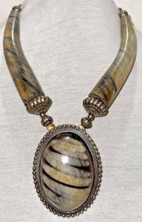 Image 1 of Vintage 1960s Tibetan Yak Horn Tribal Necklace