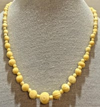 Image 1 of Antique 1920s Art Deco Turned Bovine Carved Bead Necklace