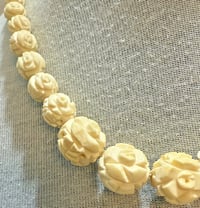 Image 4 of Vintage 1960s Hand Carved Antler Rose Pattern Beads