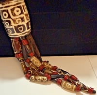 Image 6 of Antique 1850-1900 African Cow Batik Bone Beaded Ceremonial Necklace 28" Long