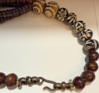 Image 6 of Antique 1850-1900 African Cow Batik Bone Disc Bead Ceremonial Necklace 24" Long