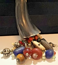 Image 6 of Antique 1850-1900s Tibetan Cow Batik Bone Ram Horn Ceremonial Necklace