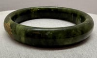 Image 5 of Antique 19th Century Jade Bracelet with Gold Tone Dragon/Phoenix