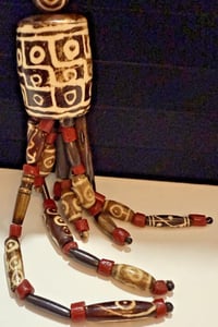 Image 7 of Antique 1850-1900 African Cow Batik Bone Beaded Ceremonial Necklace 28" Long