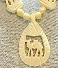Image 6 of Vintage 1930s Carved Deer Antler Camel Necklace