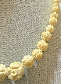 Image 5 of Vintage 1960s Hand Carved Antler Rose Pattern Beads