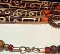 Image 8 of Antique 1850-1900 African Cow Batik Bone Beaded Ceremonial Necklace 28" Long