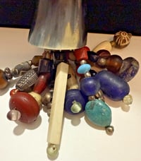 Image 7 of Antique 1850-1900s Tibetan Cow Batik Bone Ram Horn Ceremonial Necklace