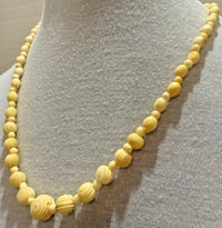 Image 3 of Antique 1920s Art Deco Turned Bovine Carved Bead Necklace