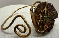 Image 2 of Vintage 1970s Ammonite Fossilized Shell &amp; Brass Artisan Bracelet