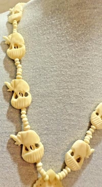Image 6 of Vintage 1970s Carved Cow Bone Beaded Elephant Necklace