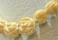Image 6 of Vintage 1960s Hand Carved Antler Rose Pattern Beads