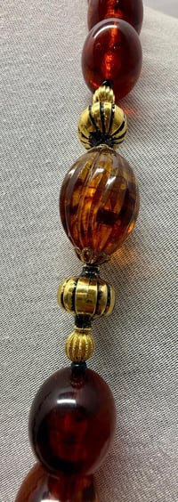 Image 2 of Vintage 1980s Faux Amber Lucite Root Beer Ball Bead &amp; Gold Tone Necklace
