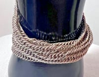 Image 4 of Antique Pre-1790s Bosnian Wedding Bracelet Handmade 925 Red Green Paste Stones