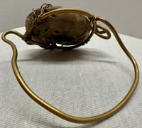 Image 4 of Vintage 1970s Ammonite Fossilized Shell &amp; Brass Artisan Bracelet