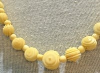 Image 6 of Antique 1920s Art Deco Turned Bovine Carved Bead Necklace