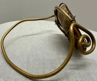 Image 5 of Vintage 1970s Ammonite Fossilized Shell &amp; Brass Artisan Bracelet