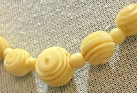 Image 7 of Antique 1920s Art Deco Turned Bovine Carved Bead Necklace