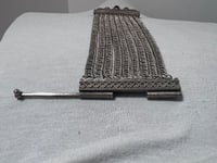 Image 8 of Antique Pre-1790s Bosnian Wedding Bracelet Handmade 925 Red Green Paste Stones