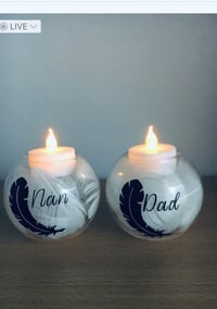 Image 1 of Personalised Memorial Feather Tea Light