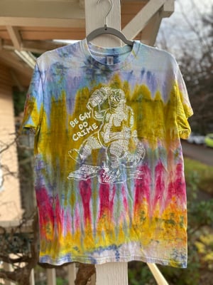 Image of MEDIUM Godzilla Be Gay Do Crime Tie Dye Shirt 8