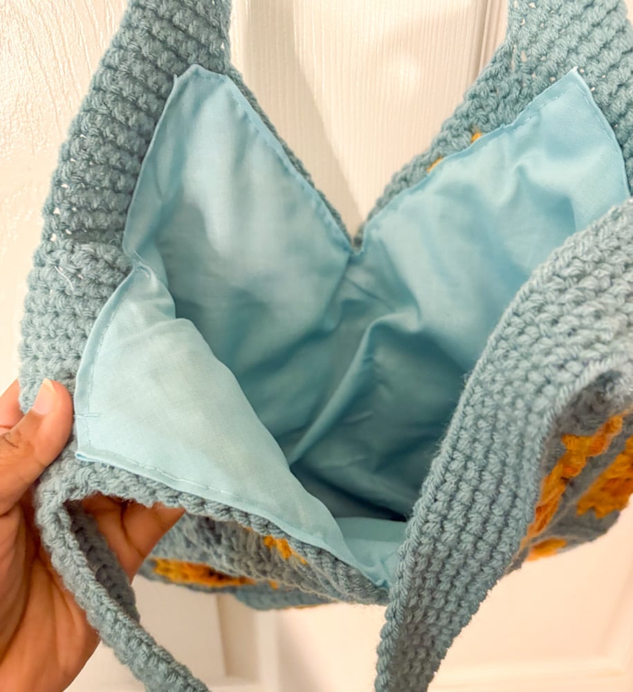 Image of Blue Sunflower Bag with Liner