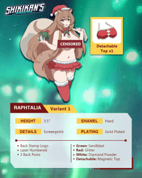 Image 2 of Raphtalia Christmas 3.5" Hard Enamel Pin (Magnetized Top) 18+ ONLY! **PREORDER COMING SOON**