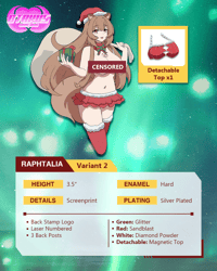 Image 3 of Raphtalia Christmas 3.5" Hard Enamel Pin (Magnetized Top) 18+ ONLY! **PREORDER COMING SOON**