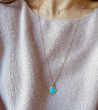 Image 3 of Victorian Oval Turquoise Pendant Necklace