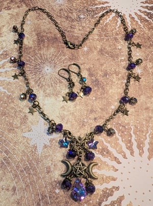 Image of Triple Moon Goddess ~ Winter Solstice Necklace Set ~ Iced Violet