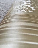 1970s Vintage Vymura Wallpaper Rolls - Gold Metallic Filigree Mid Century Modern Stripe - (Set of 2) thumbnail 4