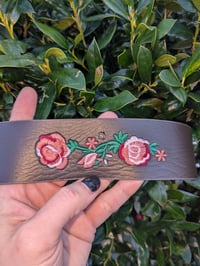 Image 1 of Dark Brown Rose PU Leather Bracelet