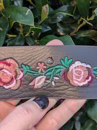 Image 2 of Dark Brown Rose PU Leather Bracelet