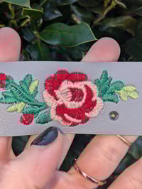 Image 1 of Light Grey PU Leather Rose Bracelet 