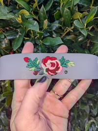 Image 2 of Light Grey PU Leather Rose Bracelet 