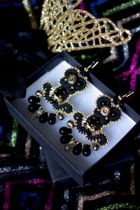 Image 1 of Deli Earrings - Black and glitz - Fermoirs gold filled 14 carats