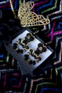 Image 3 of Deli Earrings - Black and glitz - Fermoirs gold filled 14 carats