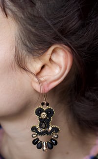 Image 2 of Deli Earrings - Black and glitz - Fermoirs gold filled 14 carats
