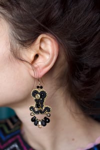 Image 7 of Deli Earrings - Black and glitz - Fermoirs gold filled 14 carats