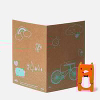 Image 2 of Carte + marque-page + enveloppe Renard à bicyclette A6