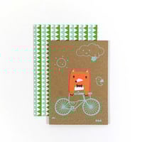 Image 3 of Carte + marque-page + enveloppe Renard à bicyclette A6
