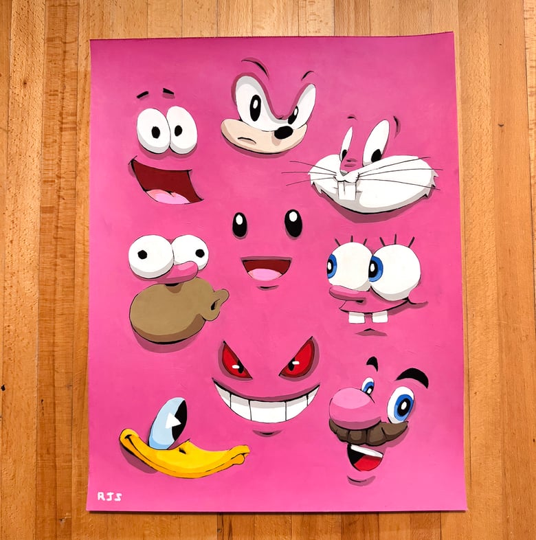 Image of Nine Familiar Faces / unframed original painting