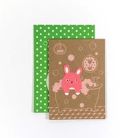 Image 3 of Carte + marque-page + enveloppe Lapin bulles A6
