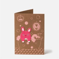 Image 1 of Carte + marque-page + enveloppe Lapin bulles A6